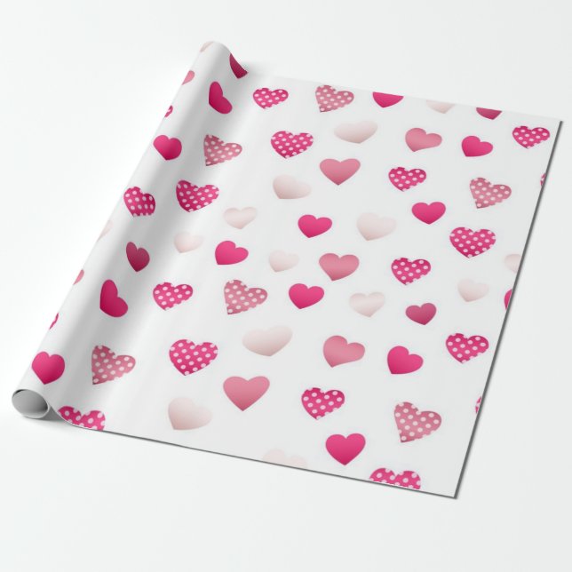 Papel De Presente Padrão de corações (Desenrolado)