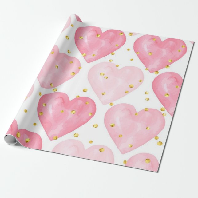 Papel De Presente Padrão de corações (Desenrolado)