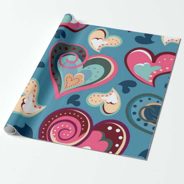 Papel De Presente Padrão de corações (Desenrolado)