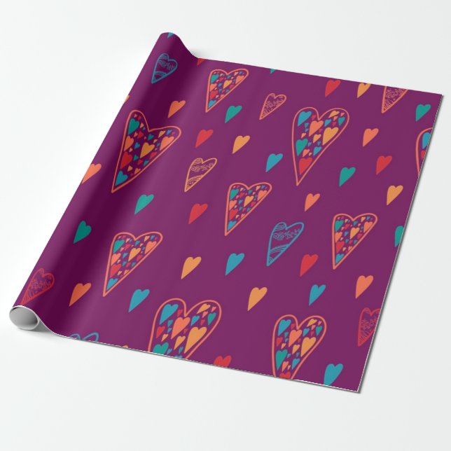 Papel De Presente Padrão de corações (Desenrolado)