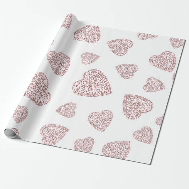 Papel De Presente Padrão de corações (Desenrolado)