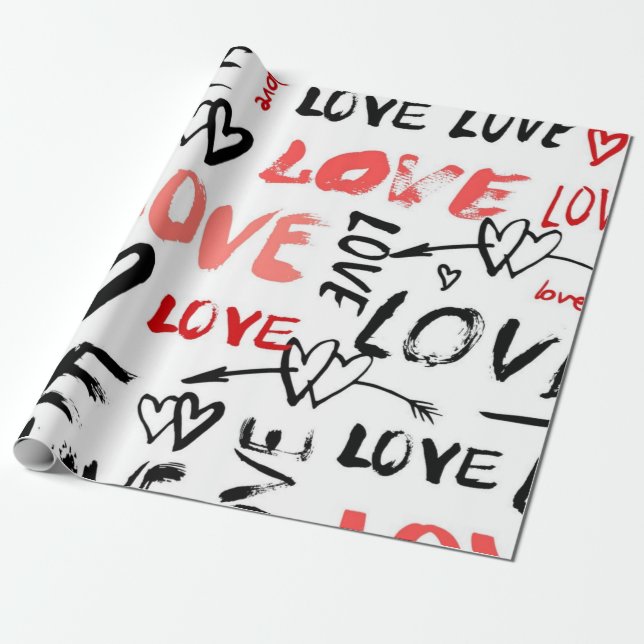 Papel De Presente Padrão de corações (Desenrolado)