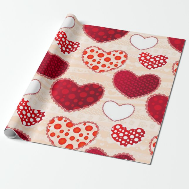 Papel De Presente Padrão de corações (Desenrolado)