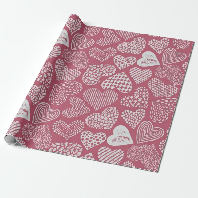 Papel De Presente Padrão de corações (Desenrolado)