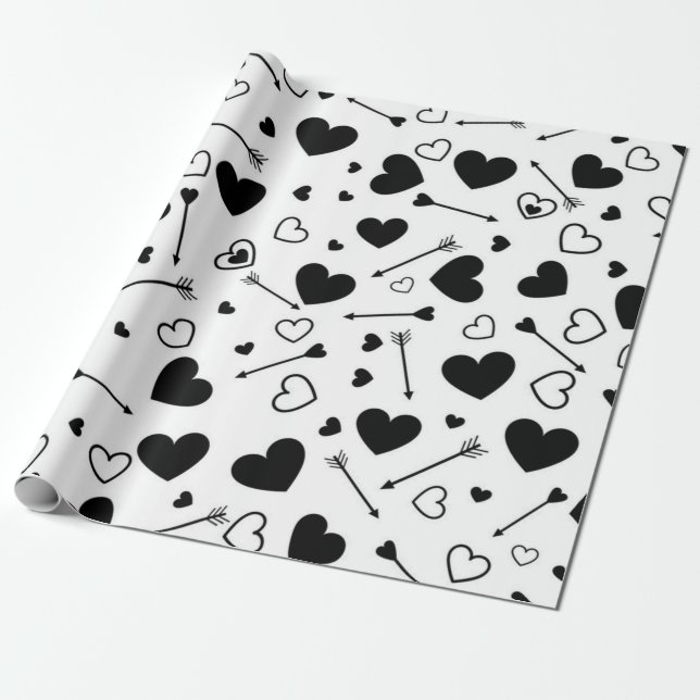 Papel De Presente Padrão de corações (Desenrolado)