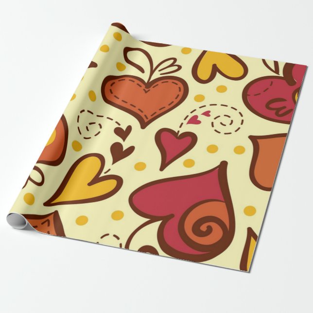 Papel De Presente Padrão de corações (Desenrolado)