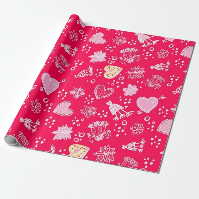 Papel De Presente Padrão de corações (Desenrolado)