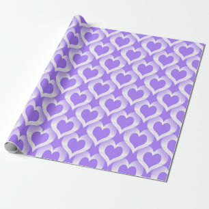 Papel De Presente Padrão de Corações Brancos Roxos