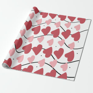 Papel De Presente Padrão de Corações de São Valentim com Pontinhos R
