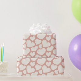 Papel De Presente Padrão de Corações Grandes Desenhados à Mão Boho F