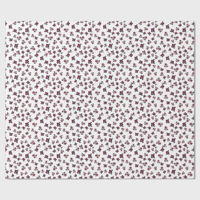 Papel De Presente Padrão de Corações Rosas – Design Fofo de Rabiscos (Aberto)