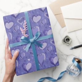 Papel De Presente Padrão de Corações Roxos Desenho
