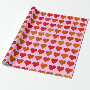 Papel De Presente Padrão de Corações Vermelhos Fofos