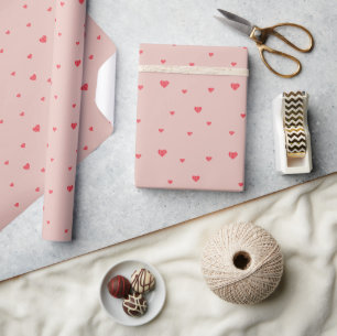 Papel De Presente Padrão de Corações Vermelhos Urbanos Modernos