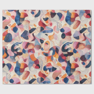Papel De Presente Padrão de Coral Azul-Marinho Orgânico Aquarela Abs