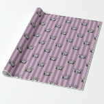 Papel De Presente Padrão de Coroa de Mauve e Vintage Negra<br><div class="desc">Púrpura e púrpura escura e pintas pretas tematizadas coroas de safra e papel de embrulhamento de padrões de listras.</div>