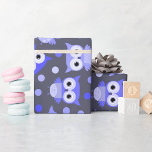 Papel De Presente Padrão de coruja azul fofo e colorido