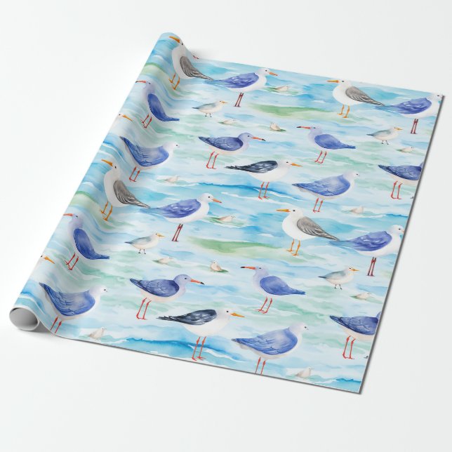 Papel De Presente Padrão de Costa de Maçarico (3) (Desenrolado)