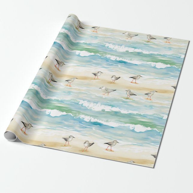 Papel De Presente Padrão de Costa de Maçarico (5) (Desenrolado)