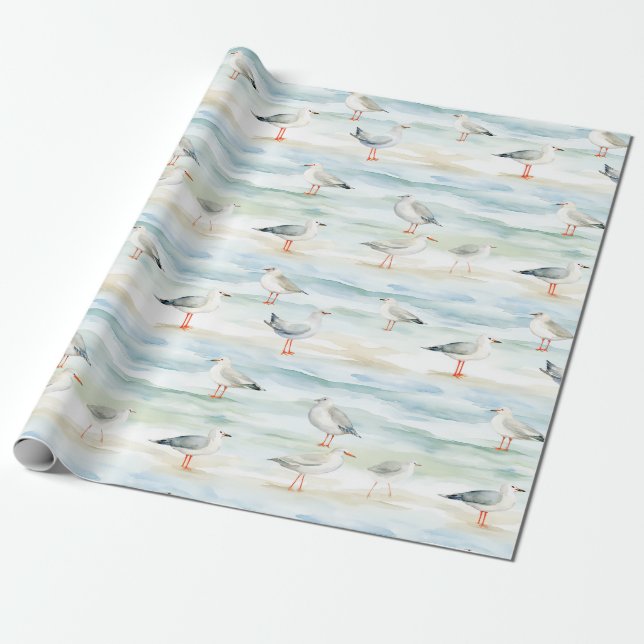 Papel De Presente Padrão de Costa de Maçarico (6) (Desenrolado)