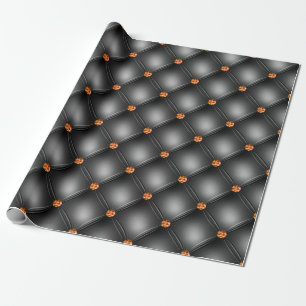 Papel De Presente Padrão de couro com gema preta e laranja