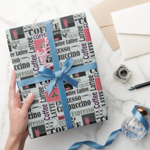 Papel De Presente padrão de cozinha de café retrô para espresso latt