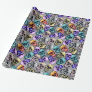 Papel De Presente Padrão de crânio gótico de Halloween