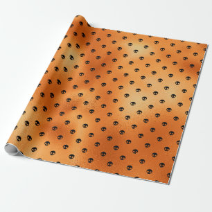 Papel De Presente Padrão de crânio preto e cobre assustador