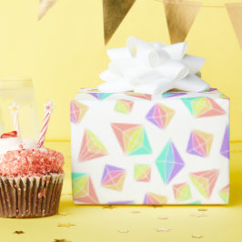 Papel De Presente Padrão de Cristais Arco-Íris de Pastel