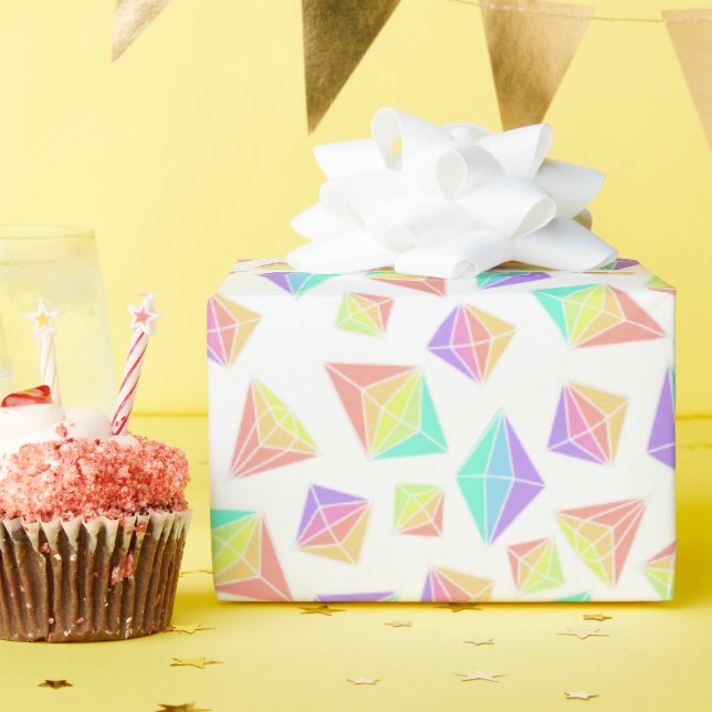 Papel De Presente Padrão de Cristais Arco-Íris de Pastel (Festa de aniversário)