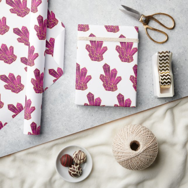 Papel De Presente Padrão de Cristais Roxos (Artesanato)