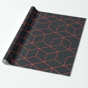 Papel De Presente Padrão de cubo vibrante, retrô, simples, legal e d