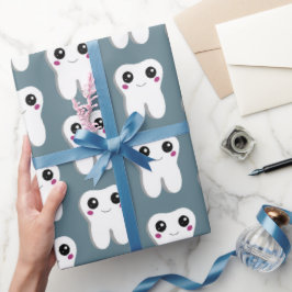 Papel De Presente Padrão de Cuta Dental Sorridente Feliz