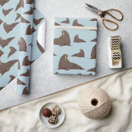 Papel De Presente Padrão de Cute Walrus