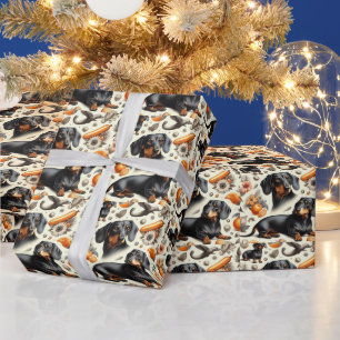 Papel De Presente Padrão de Dachshund Cute