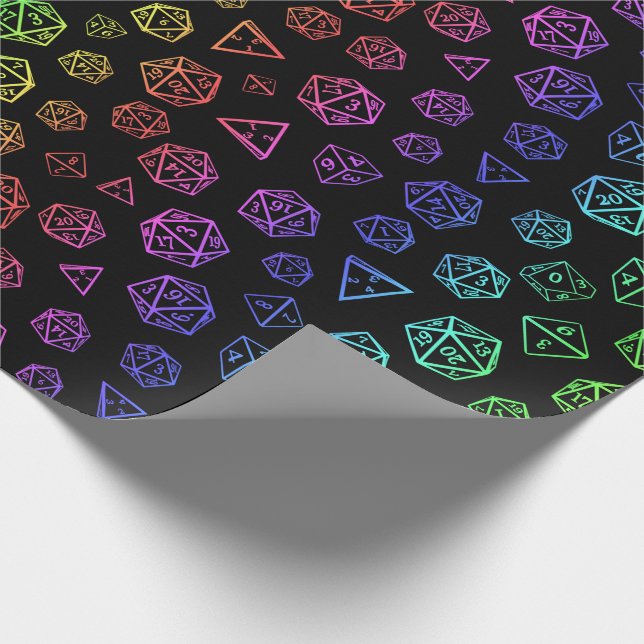 Papel De Presente Padrão de dados do jogo Rainbow D20 (Ponta)