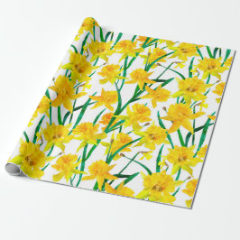 Papel De Presente Padrão de Daffodil Amarelo