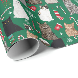 Papel De Presente Padrão de dama de gatos natalinos
