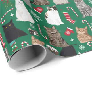 Papel De Presente Padrão de dama de gatos natalinos