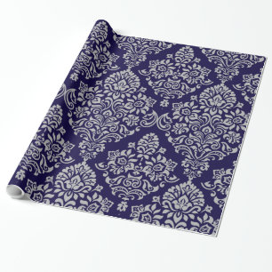Papel De Presente Padrão de Damasco Real Elegante