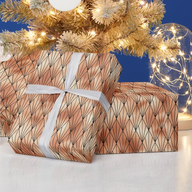 Papel De Presente Padrão de Deco de Arte com Diamante Dourado e Pret (Feriados)