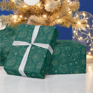 Papel De Presente Padrão de Decoração de Árvore de Folha Ouro Faux X