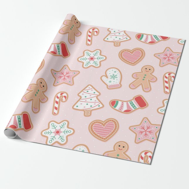 Papel De Presente Padrão de Delito de Biscoito Gingerpão (Desenrolado)