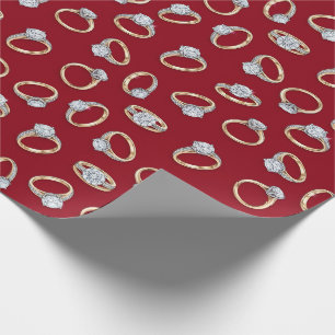 Papel De Presente Padrão de Desenho de Anel de Noivado de Diamante