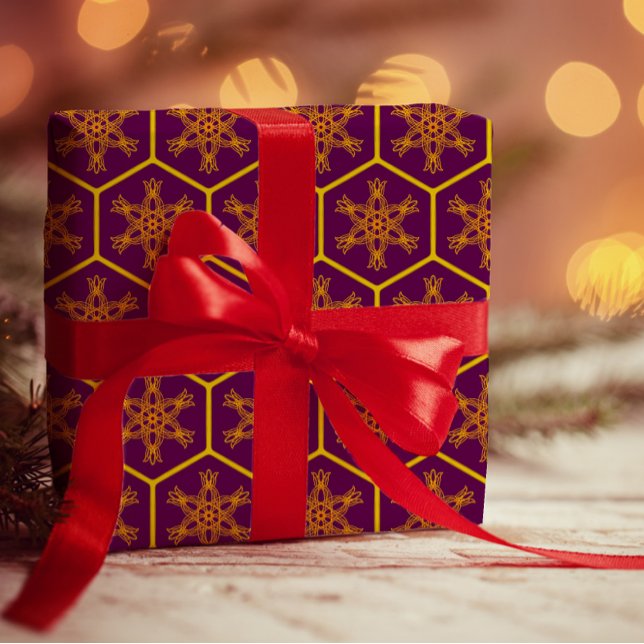 Papel De Presente Padrão de desenho de Honeycomb com flor real (Criador carregado)