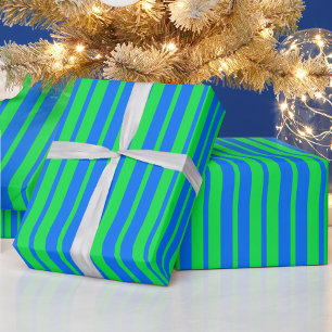 Papel De Presente Padrão de Design de Listras Elegantes Azul Verde