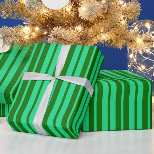Papel De Presente Padrão de Design de Listras Verdes Fofo e Elegante (Criador carregado)