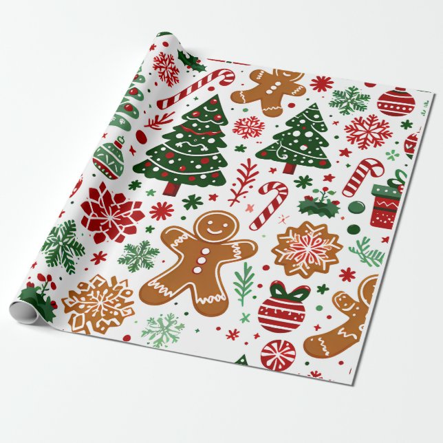 Papel De Presente Padrão de Design de Natal (Desenrolado)