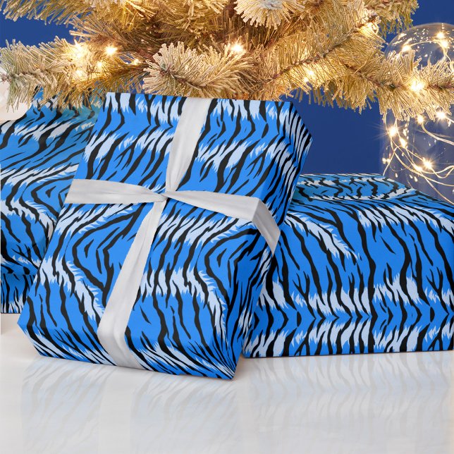 Papel De Presente Padrão de design de pele de tigre azul (Criador carregado)