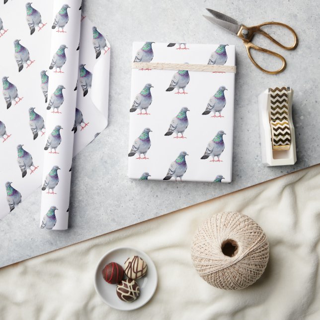 Papel De Presente Padrão de design do Modern Trendy Pigeon (Artesanato)